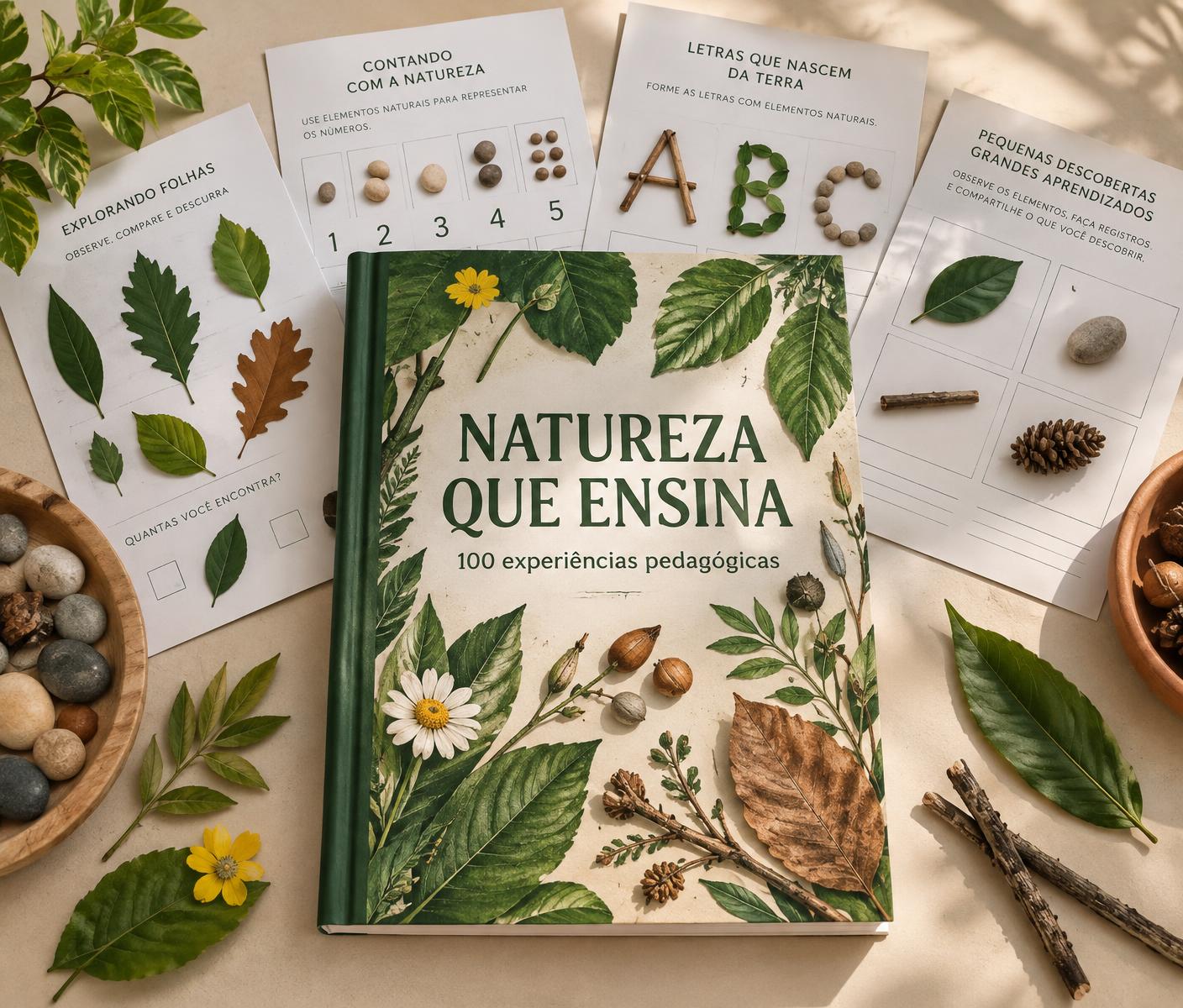 Apostila Natureza que Ensina e páginas internas com atividades